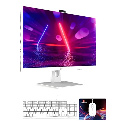 Computador Completo All in One 23.8' Full HD Intel Core i5-5300U SSD M.2 256GB, 16GB RAM DDR3, Wi-Fi Dual Band, Alto-Falantes e Webcam Integrados com Teclado e Mouse Inclusos - Branco