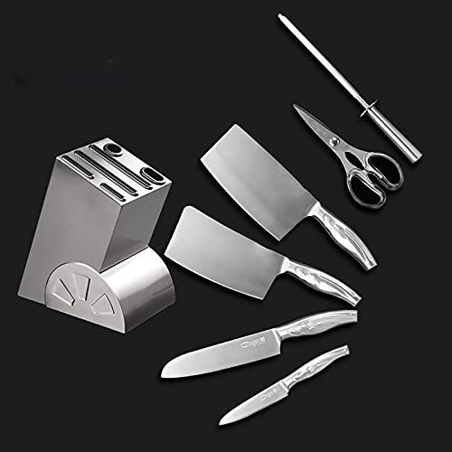 Bloque de cuchillos universal de acero inoxidable sin cuchillos con ranuras para barra de afilado 5