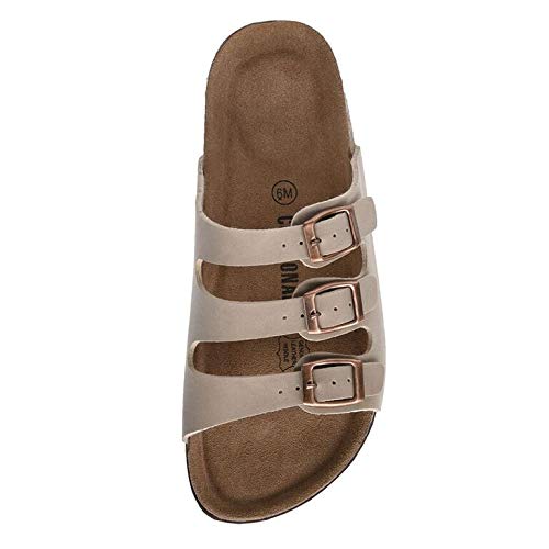 Cushionaire Women's Lela Cork Footbed Sandal With +Comfort, Stone 6 W #TOP5