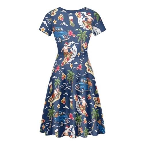 Image of POLERO Sunflower Dress for Women Floral Summer Dresses Short Sleeve Casual Sundresses Midi Dresses