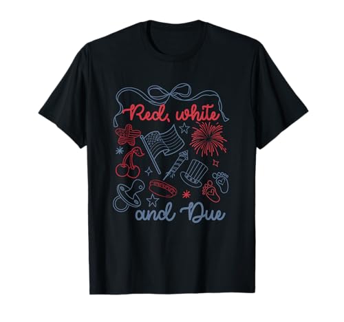 Red White and Due L&D Mother Baby Nurse Bow 4th of July T-Shirt