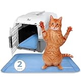 Skywin Pet Carrier Pads, 2 Pack Cat Carrier Pad Insert 19.5' x 12.5', Disposable Small Cat Carrier Liner Pad, Puppy Training Pads(Blue)