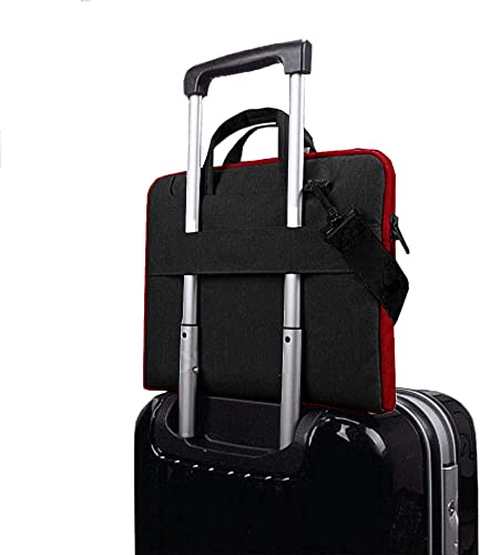 Image of Hseok 17.3 Inch Laptop Shoulder Bag, Water-Resistant & Shockproof Protective Computer Case Compatible with 17.3 inch Dell Asus HP Lenovo Acer MSI Notebooks,Black & Red