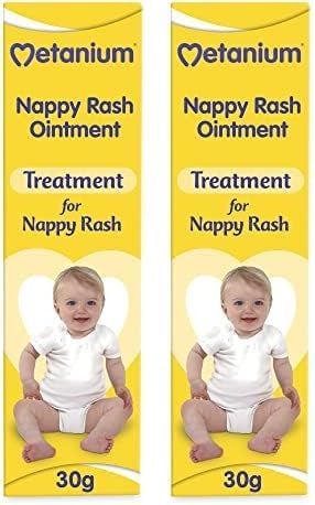 Metanium Nappy Rash Ointment - Treatment of Nappy Rash - Helps Relieve Irritation & Redness - Gentle On Newborn Skin - 30 g (Pack of 2)