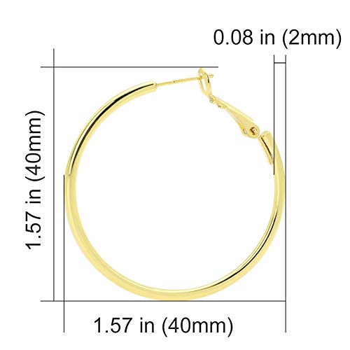 925 Sterling Silver Post Hoop Earrings, Lightweight Hoops 18K Gold Plated Polished Round Hoop Earrings For Women3