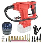 Cordless Tyre Inflator for Milwaukee 18V Battery (No Battery), Portable Air Compressor with Digital Pressure Gauge and LED Light, 120PSI Max for Car Motorcycle Bicycle Ball (With accessories)