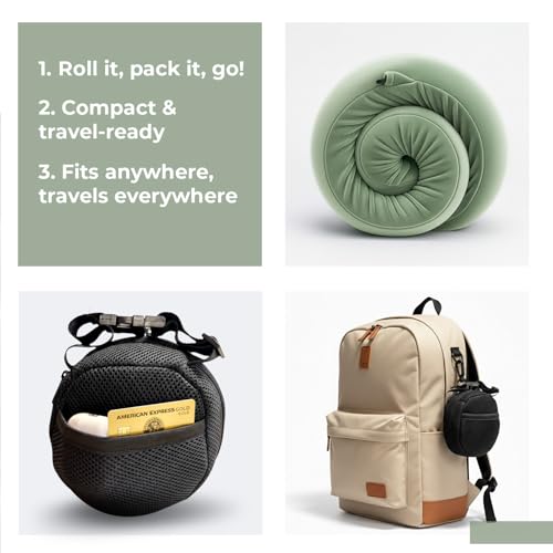 Image of Lifelong Neck Pillow for Travelling | Memory Foam Neck Rest for Sleeping in Airplane & Car | Soft & Comfortable Neck Support | Adjustable Velcro Straps & Travel Pouch | Ideal for Office & Home (Green)