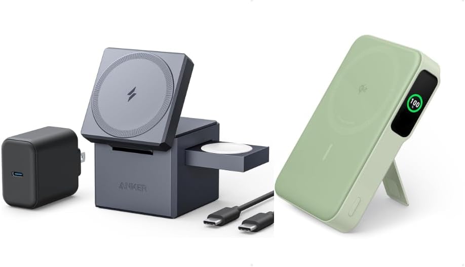 Anker MagGo Power Bank, Qi2 Certified 3-in-1 Cube with MagSafe