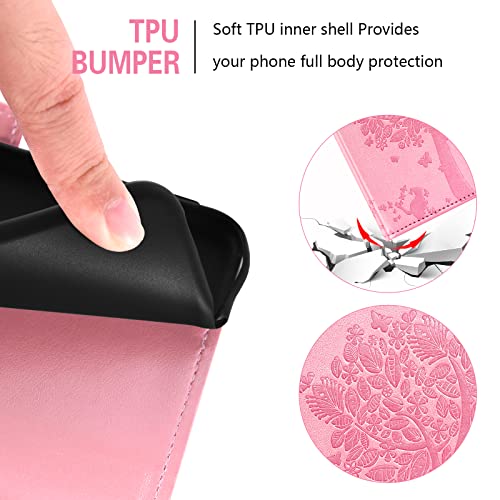 Asuwish Compatible with LG V50 ThinQ Wallet Case and Tempered Glass Screen Protector Flip Wrist Strap Card Holder Stand Cell Phone Cover for LGV50 5G V 50 Thin Q V50ThinQ 50ThinQ 50V Women Rose Gold