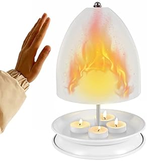 Candle Heater for Indoor, Metal Tea Light Heater Tea Light Oven Tealight Fireplace with Base Multi-function Tealight Stove for Indoor Home Bedroom Living Room Decor(White)