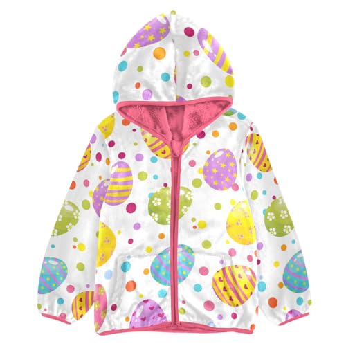 OTVEE Happy Easter Colorful Eggs Kids Hoodie Jacket Fall Spring Warm Outwear Coat