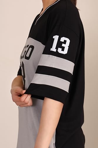 Image of BLACKSTEP Women Oversized Cotton Jersey Tshirt | Loose Fit Streetwear Casual Top | Drop Shoulder Longline T Shirt for Girls College Wear Travel Gym Daily Outfit