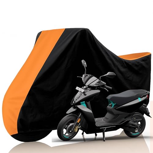 Image of All Weather Protection Two Wheeler Cover for Ather Energy 450 X, Scooter & Scooty | Anti Dust, 100% Water Resistance, Heat Resistant, UV Proof - Triple Stitched | (Black Top Orange)
