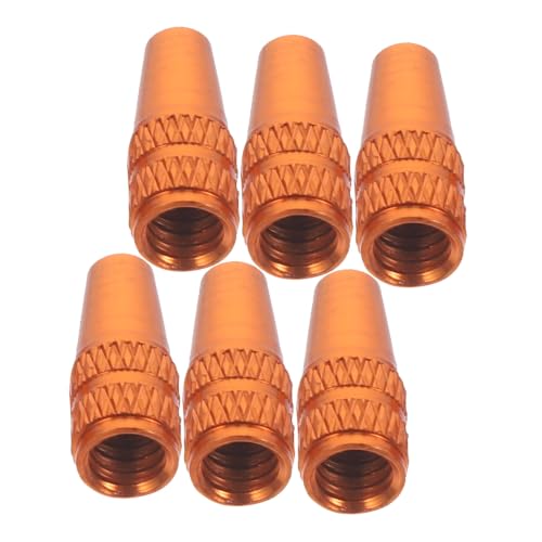 6 piezas de tapas de válvula para bicicleta de aleación de aluminio estilo francés naranja para cubiertas de válvula de neumáticos para bicicletas de carretera y montaña resistentes y fáciles de instalar con excelente sellado miniatura 1