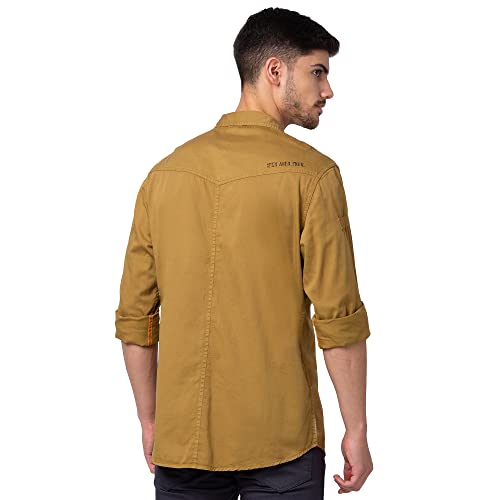 Image of Spykar Men's Slim Fit N /A Full Sleeve Solid Casual Shirts
