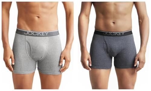 Image of Jockey 8009 Men's Super Combed Cotton Rib Solid Boxer Brief with Ultrasoft Waistband Pack of 2