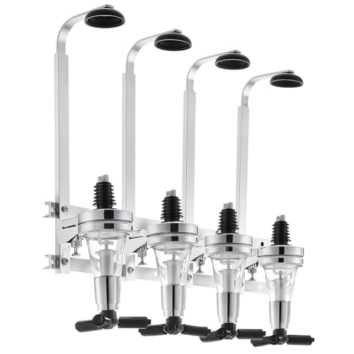 Warmiehomy 4 Bottle Stand Wall Mounted Drinks Dispenser Wine Spirits Steel Bar Butler Holder Rack Optic Dispenser for Home Bar