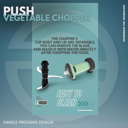 Image of Chopper for Kitchen Use 1000 ML, Push Chopper with 4 Blades, Vegetable Chopper Kitchen Items for Home Cutting Vegetables, Onion, Ginger, Garlic, Salad, Tomato, Potato Free Scrubber