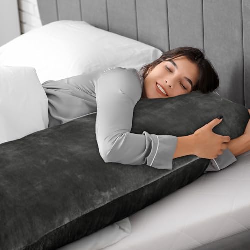Image of BEDELITE Body Pillow Cover with Zipper, Dark Gray, 20x54 Inch, 1 Pack