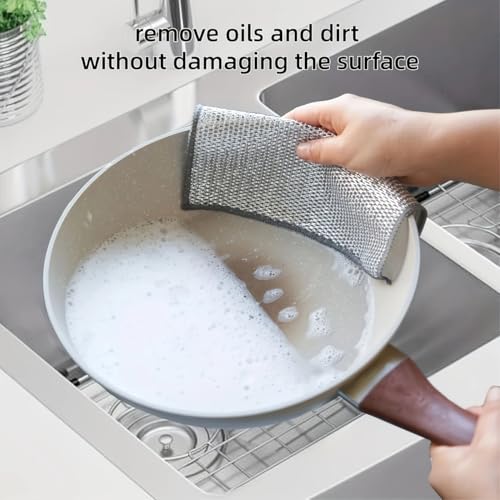 Miniatura 7 de 8 Paños De Limpieza Milagrosos, Juego De Microfibra De Malla Ultra Duradero, Fácil De Limpiar, Seco Y Húmedo, Ideal Para Platos, Superficies De Metal Y Mucho Más. Genio De Cocina Sin Arañazos
