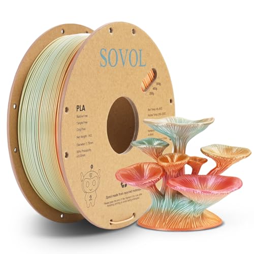 Image of Sovol 3D Printer Silk Shiny Gradient Multicolored Fast Change Rainbow PLA 1kg (2.2 lbs) Spool 3D Printing Materials, Dimensional Accuracy + /- 0.03 mm, 1.75 mm, Pink Rainbow