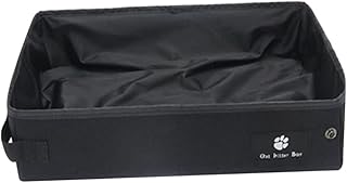 POPETPOP Caixa De Areia Para Gatos Caixa De Areia Para Banheiro Dobrável Para Animais De Estimação Caixa De Areia Para Gatos Dobrável À Prova De Água Lata De Lixo Preta