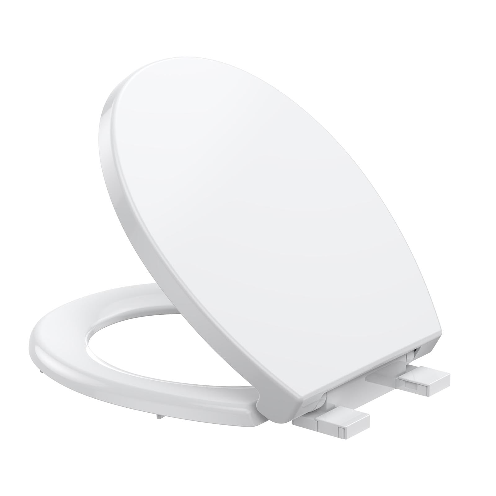 Garvee Toilet Seat Round – PP Full Flat Lid, Quick Release Hinges for Easy Removal & Cleaning, Standard Fit, White