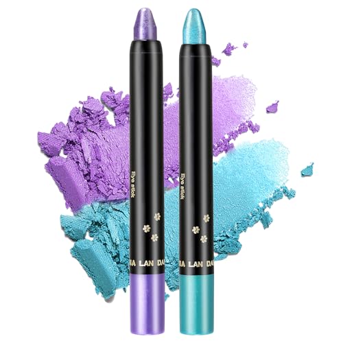 Jutqut Lila und Blau Glitzer Lidschatten Stift, Wasserfest Eyeliner Stick Schimmer Metallic, Waterproof Long Lasting Eyeshadow Pencil, Cream Augenstift, Lazy Eyes Lidschattenstift, Augen Make up 11