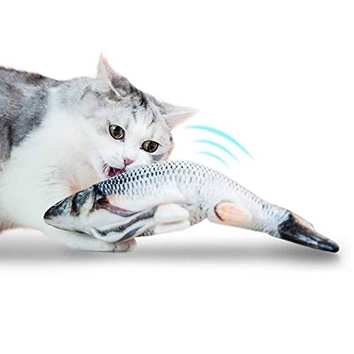 ASVEL Realistic Plush Simulation Electric Doll Dancing Fish, Funny Interactive Pets Chew Bite Supplies for Cat/Kitty/Kitten Fish Flop Cat Toy Catnip Toys - Perfect for Biting, Chewing and Kicking (A)