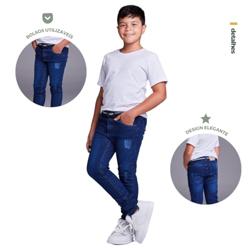 Calça Infantil Em Jeans e Sarja Menino 02 Ao 16 (12, Jeans Escura)