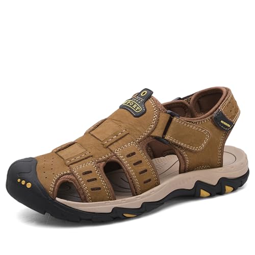 Men's Hiking Sandals Outdoor Closed Toe Adjustable Walking Sandal Waterproof Non-Slip Casual Sandals Water Shoes