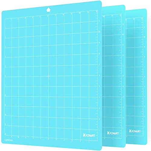 XINART LightGrip Cutting Mat for Silhouette Cameo 4 3 2 1(3 Mats,12x12 inch) Light Grip Adhesive Sticky Craft Vinyl Replacement Cut Mats for Silhouette Cameo