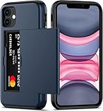for iPhone 11 Case, Areaphmet iPhone 11 Case with [Card Holder] and Camera Cover with Built-in 360° Rotate Ring Stand Magnetic Magnet Phone Cover Case for iPhone 11 6.1''-Navy Blue