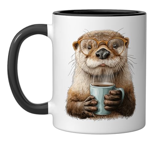 Taza de cerámica para café, 11 oz, negro/blanco miniatura 1
