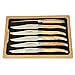 Laguiole en Aubrac Luxury Fully Forged Full Tang Stainless Steel Steak Knives 6-Piece Set with Olivewood Handle, Stainless Steel Matte Bolsters