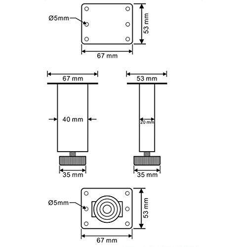Patas de muebles ajustables de metal: elevadores de repuesto para patas de sofá y mesa 3