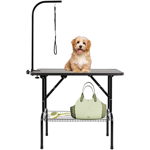BestPet Dog Grooming Table Adjustable Heavy Duty Pet Cat Grooming Table with Arm/Noose,36