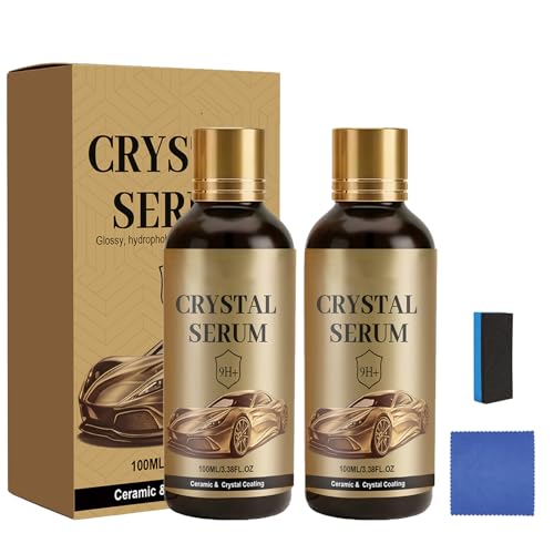 100ML PTZ Crystal Serum, Advanced Graphene Ceramic Coating for Cars, 9H Hardness, Hydrophobic & Anti-Scratch Protection, Nano-Coating for Paint, Glass & Wheels (2pcs)