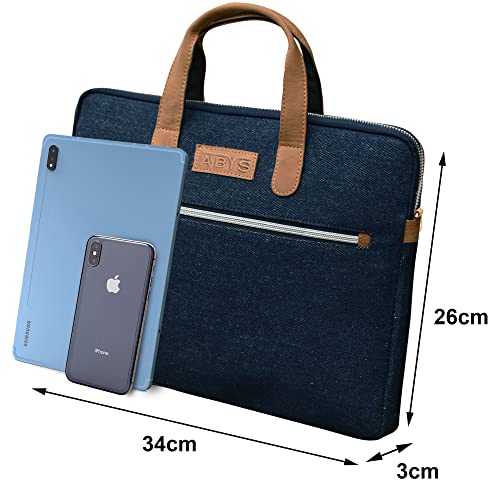 Image of ABYS 14 Inch Blue Genuine Leather Laptop Messenger & Shoulder Bag,Office bag for Men & Women (DL001)