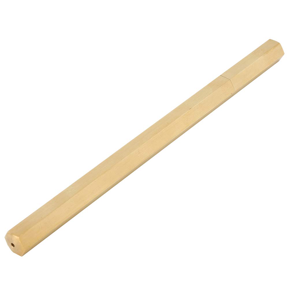 Ausla Penna Gel Esagonale in Ottone Spazzolato, Forniture per Ufficio Scolastico, con Scala, Ricarica Inchiostro Gel da 0,5 Mm (0,5 mm)