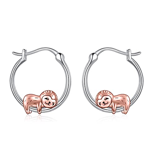 Vonala Sloth Hoop Earrings 925 Sterling Silver Cute Jewelry Birthday Gifts For Women Girls #TOP1