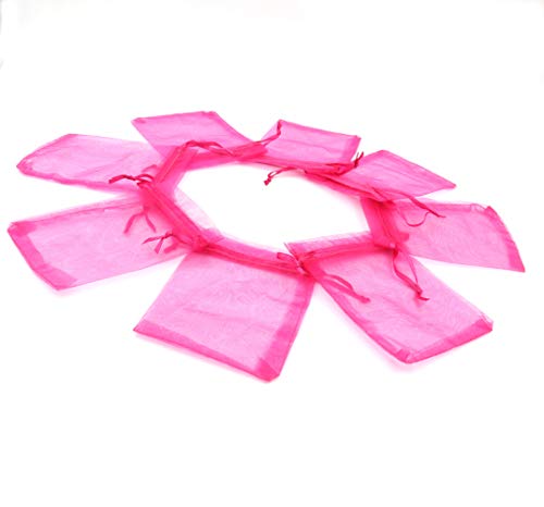 Image of ATCG 50pcs 8x12 Inches Large Drawstring Organza Bags Decoration Festival Wedding Party Favor Gift Candy Toys Makeup Pouches (Hot Pink)