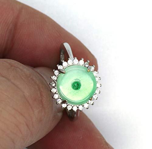 Image of Type A Certified Natural Jadeite Jade 925 silver Inlay Ring Series