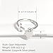925 Sterling Silver Heart Pendant Ring Minimalist Adjustable Rings Band Handmade Rings for Women (Color 1)