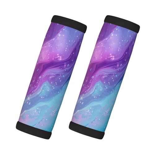 2PCS Luggage Handle Wrap for Suitcase Purple Pink Marble Neoprene Luggage Handle Covers Comfort Suitcase Identifiers Travel Accessories