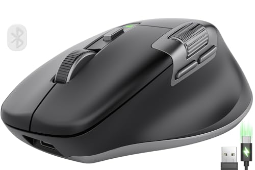 Image of SABLUTE Wireless Mouse for Laptop (2.4G+2BT+Wired),Ergonomic Optical Mice | 800mAH Rechargeable, Ultra-Fast Scrolling, Side Scroll, Quiet Clicks, 8K DPI, 5 Programmable Buttons, Work with Win /Mac- MAM6