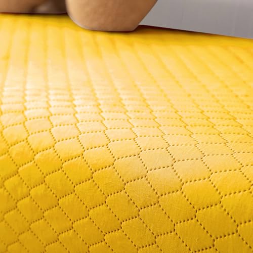 Image of HOKIPO Quilted 1 Seater Sofa Cover Seat Mat, Yellow (IN-716-YLW)