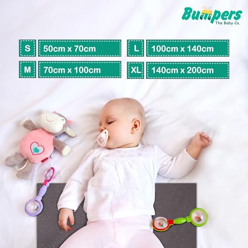 Image of Bumpers Waterproof Quick Dry Sheet for Baby| Bed Pad Extra Absorbent Washable Matress Protector| Baby Bed Protector Sheet for Toddler Children (Grey, Large (140x100 cm))