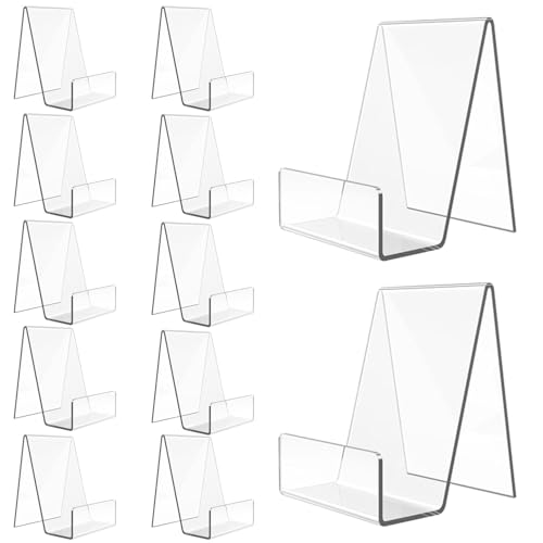 MUXHEL 12PCS Book Stands for Display Acrylic Book Stand Clear Book Display Stand for Display Books Picture Albums Menu Magazine Notebooks