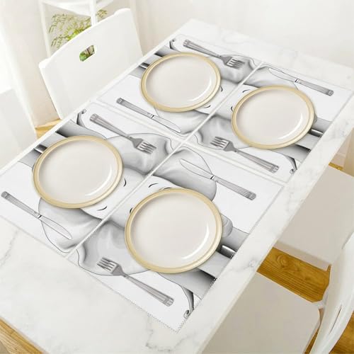 Sets de table cuisine imperméables résistants chaleur éléphant blanc